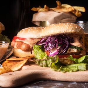 Hamburguesa con bacón y queso